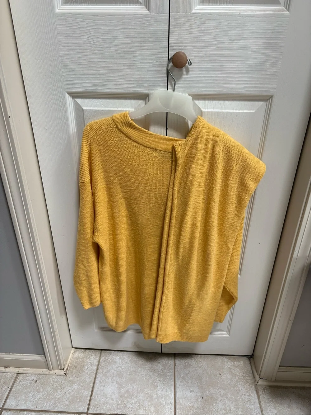 Free People Beach outfit.    Everyday Crewneck Sweater and pan in Mustard Yellow - Picture 4 of 5
